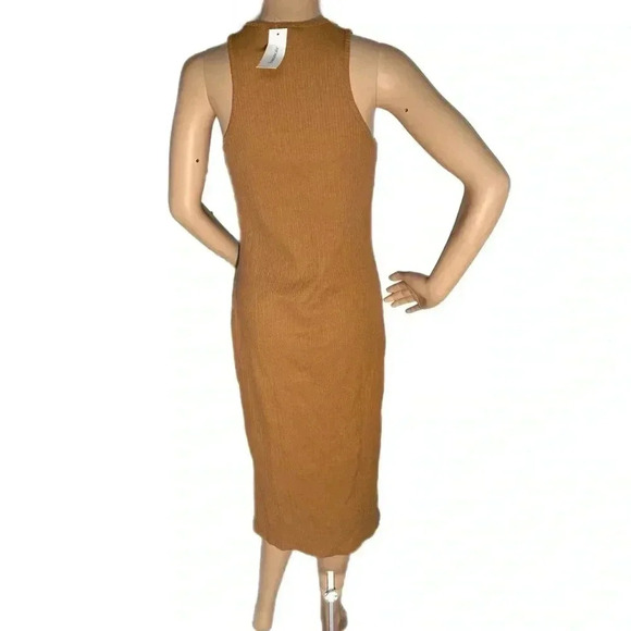 NWT Francesca's Womens Medium Beige Tank Dress Sleeveless Ribbed Knit Midi - Picture 8 of 14
